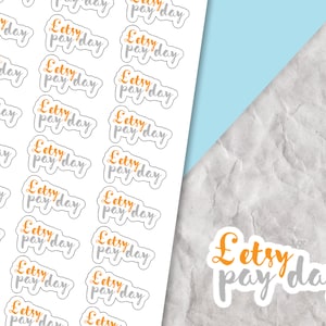 Etsy 給料日ステッカー、ステッカーシート、プランナーステッカー、追跡ステッカーシート、プランナーアクセサリー、リマインダー、Etsy セラー、ショップオーナー