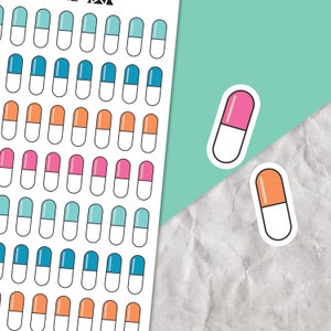 Autocollants de suivi des médicaments, Autocollants pour pilules, Autocollants de suivi, Feuille d'autocollants quotidiens, Autocollants de santé, Autocollants de tâches quotidiennes, Autocollants de rappel
