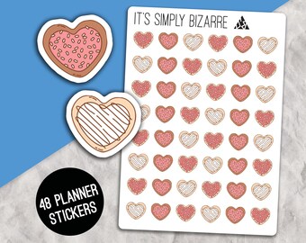 Hoja de pegatinas de galletas de corazón, pegatinas del planificador, pegatinas de San Valentín, seguimiento de horneado, galletas de corazón de amor, deco del planificador, pegatinas deco lindas