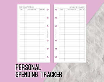 Personal Spending Tracker, Ring planner, Financial planner, Filofax planner, Finance planner, Money tracking inserts, Finance planning