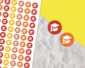 Education Circle Icon Sticker, School stickers, School planner, College tracking, Class planning, Functional sticker sheet, Dot icon sticker