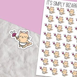 Dusting Cat Planner Stickers, Household chores, Cleaning tracker, Planner sticker sheet, Feather dusting, Chore tracking, Cute cat stickers