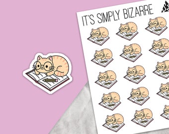 Studying Cat Planner Stickers, Study sticker sheet, Study tracker, School stickers, School tracking, Cute sticker sheet, Planner cat deco