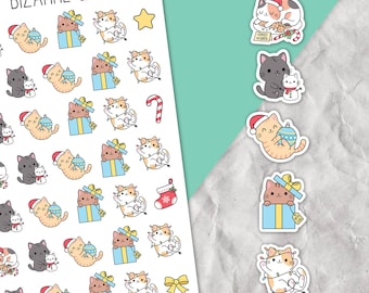 V1 Christmas Cat Stickers, Planner deco, Cute xmas cats, Planner sticker sheet, Christmas planner, Christmas activities, Deco sticker sheet