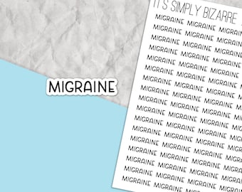 Migraine Script Stickers, Text planner stickers, Health tracker, Health planner, Medical stickers, Medical journal, Planner sticker sheet