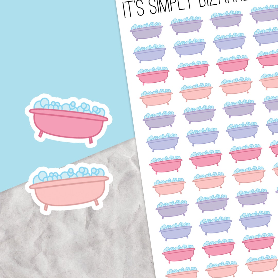 Bubble Bath Stickers, Self Care Sticker Sheet, Bath Time Stickers