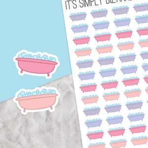May include: A sheet of stickers featuring a cartoon bathtub with bubbles in pink, purple, and blue colours. The text "IT'S SIMPLY BIZARRE" is at the top of the sheet.
