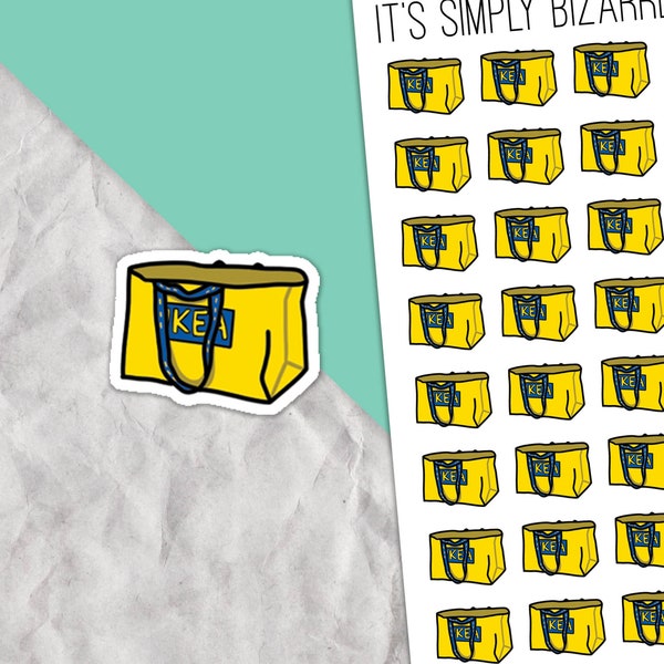 IKEA Bag Planner Stickers, Ikea trip tracking, Ikea stickers, Planner sticker sheet, Shopping trip, Planner deco stickers, Yellow bags deco