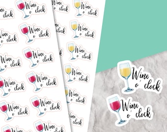 Adesivi Wine O'Clock, foglio di adesivi per pianificatore, contabevande, degustazione vini, adesivi per diario, foglio di adesivi per adulti, monitoraggio pianificatore, vino rosso