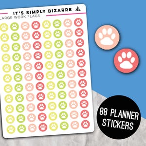 Paw Print Circle Icon Stickers, Pet tracking, Pet stickers, Planner stickers, Planner tracking, Tracking stickers, Vet visit, Functional
