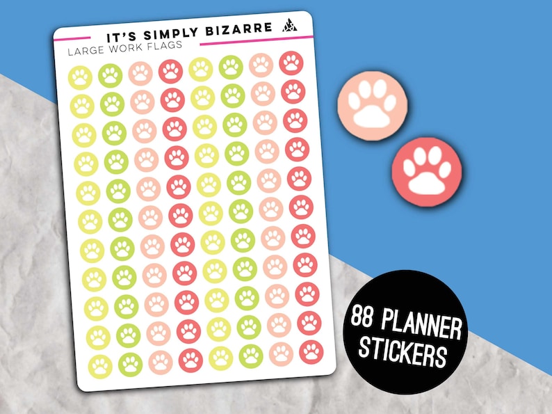 Paw Print Circle Icon Stickers, Pet tracking, Pet stickers, Planner stickers, Planner tracking, Tracking stickers, Vet visit, Functional image 1