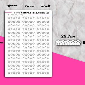 5 Star Rating Stickers, Reading journal stickers, Bullet journal stickers, Planner sticker sheet, Book rating stickers, Fill in stickers image 2