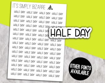 Pegatinas de guión de medio día, Guion de trabajo, Pegatinas de planificador de texto, Hoja de pegatinas de seguimiento, Planificador minimalista, Plan de trabajo, Vacaciones laborales, Plan de vacaciones