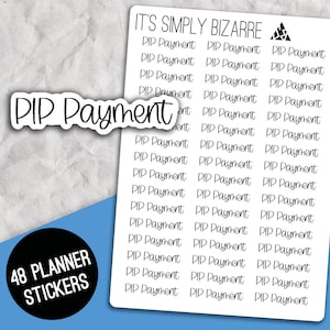 PIP Zahlung Skript Aufkleber, Planer Aufkleberblatt, Text Aufkleber, Nutzenverfolgung, Finanzierung, Zahlungsverfolgung, PIP Nutzen Geld
