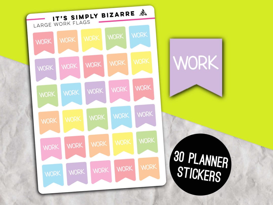 Large Work Flag Stickers, Planner Sticker Sheet, Work Tracker, Work ...