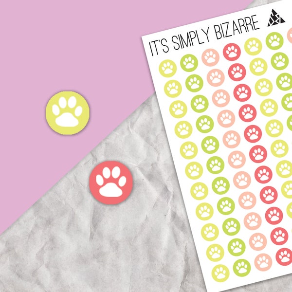 Paw Print Circle Icon Stickers, Pet tracking, Pet stickers, Planner stickers, Planner tracking, Tracking stickers, Vet visit, Functional