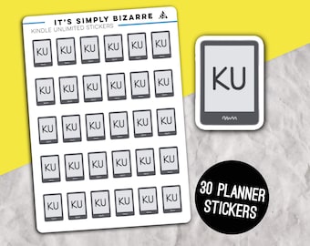 Kindle Unlimited Reading Tracker Stickers, Planner Journal Sheet (30 Stickers)