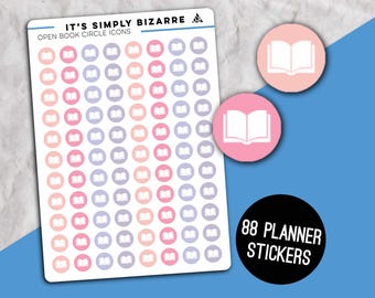 Book Circle Icon Stickers, Reading Journal Tracker, Matte or Glossy Finish