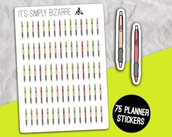 Pegatinas del planificador de pluma de gel, hoja de pegatinas del planificador, rastreador de escritura, rastreador de planificación, pegatinas de escritura, deco del planificador, pegatinas dibujadas a mano