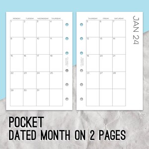 May include: A two-page printable calendar for 24th January. The calendar is designed for a pocket-sized planner and features a simple grid layout with numbered days of the week.