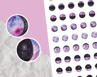 Moon Phase Stickers, Moon sticker sheet, Watercolour stickers, Lunar phase stickers, Planner stickers, Moon tracking, Lunar calendar