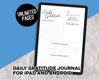 Diario de gratitud, Diario digital, Página de Goodnotes, Diario de gratitud, Diario diario, Descarga digital, Diario de atención plena, Páginas diarias