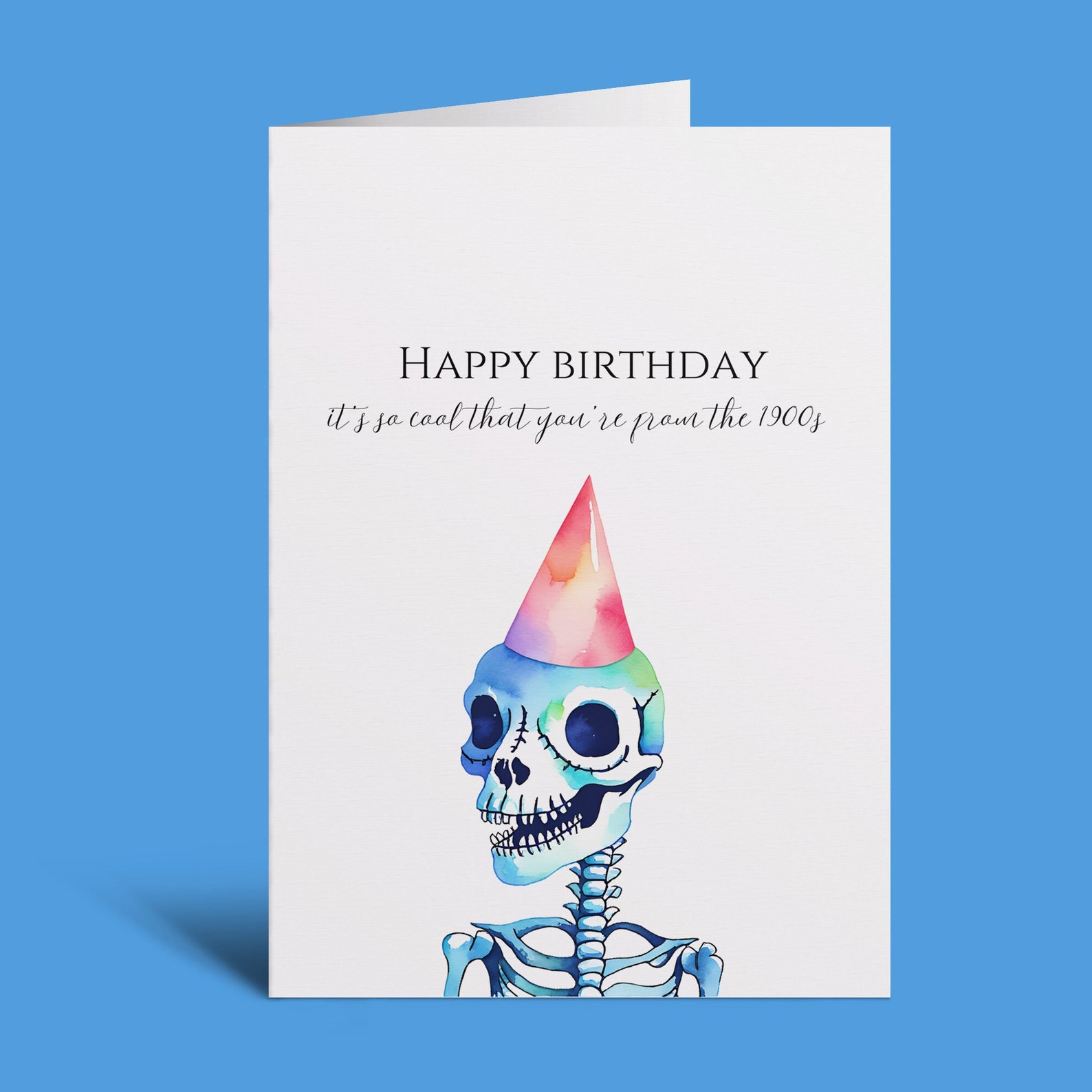 Skeleton Old Birthday Card, Funny Old 1900s Birthday Digital Download ...