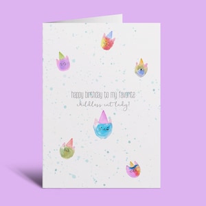 Carte d'anniversaire sans enfant avec chat, carte d'anniversaire en téléchargement numérique pour femme chat drôle, carte d'anniversaire drôle, téléchargement de carte d'anniversaire, carte d'anniversaire humour adulte