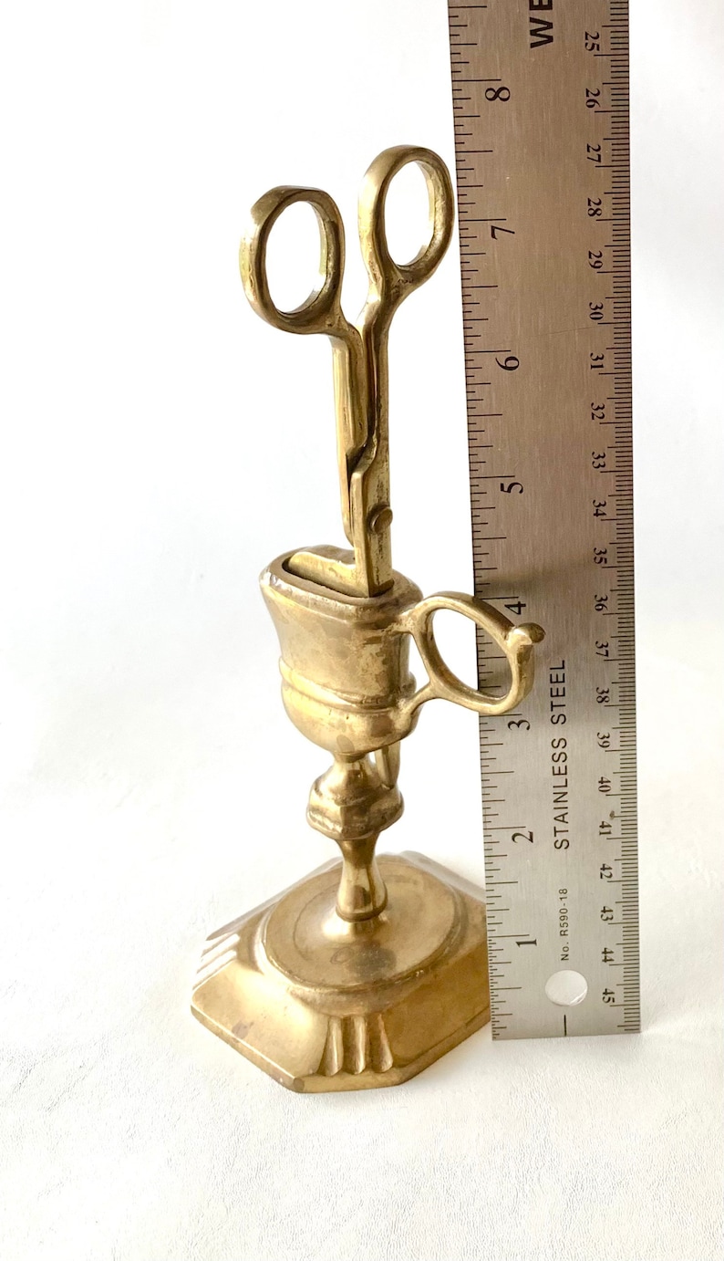 Brass Scissor Candle Snuffer w Stand image 5