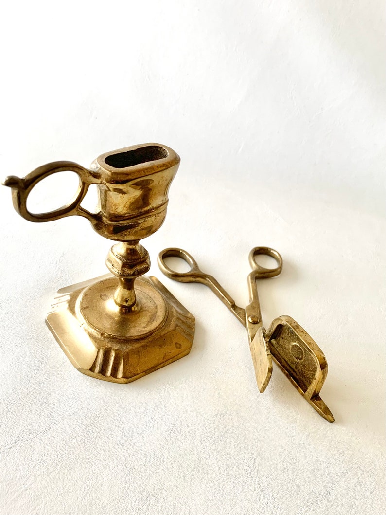 Brass Scissor Candle Snuffer w Stand image 4