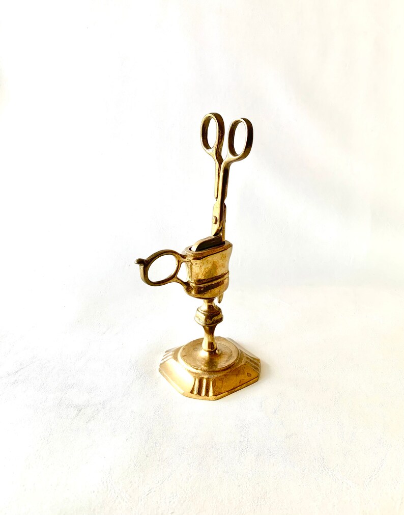 Brass Scissor Candle Snuffer w Stand image 8