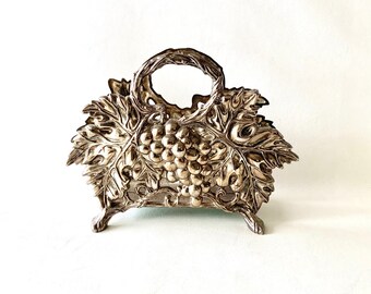 Vintage Silver Footed Godinger Grape Vine Napkin Holder