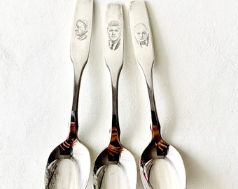 Pope John F Kennedy & Sir Winston Churchill Oneida Spoon Trio