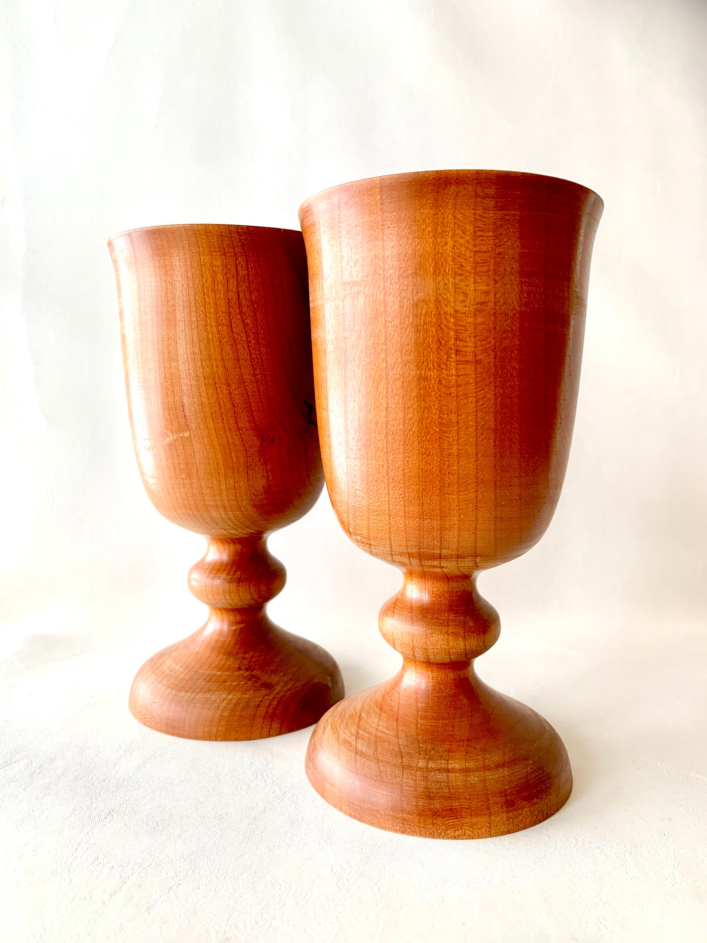 Vintage Turned Wood Goblet Set Etsy UK