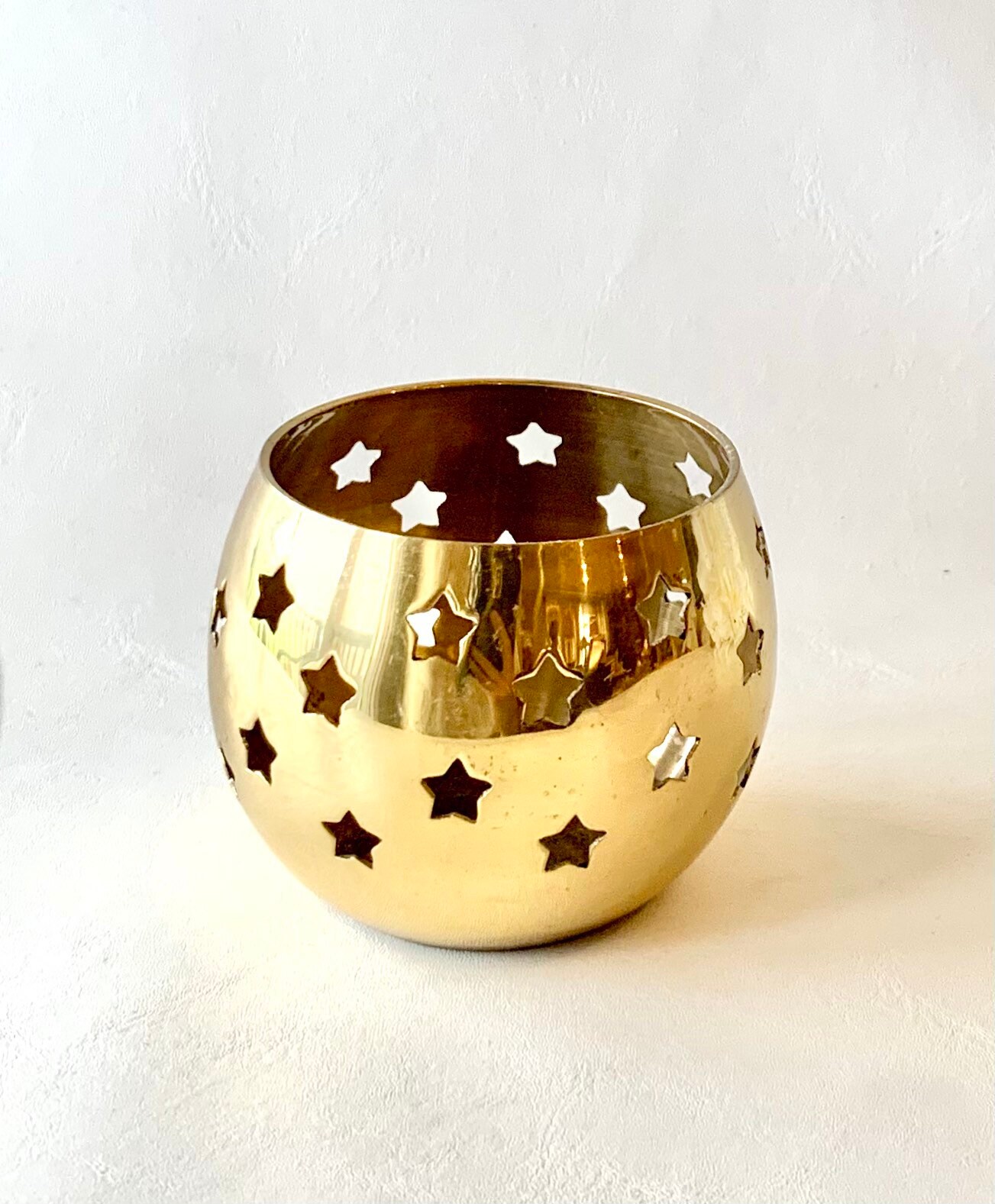 Vintage Brass Star Cutout Candle Holder Etsy