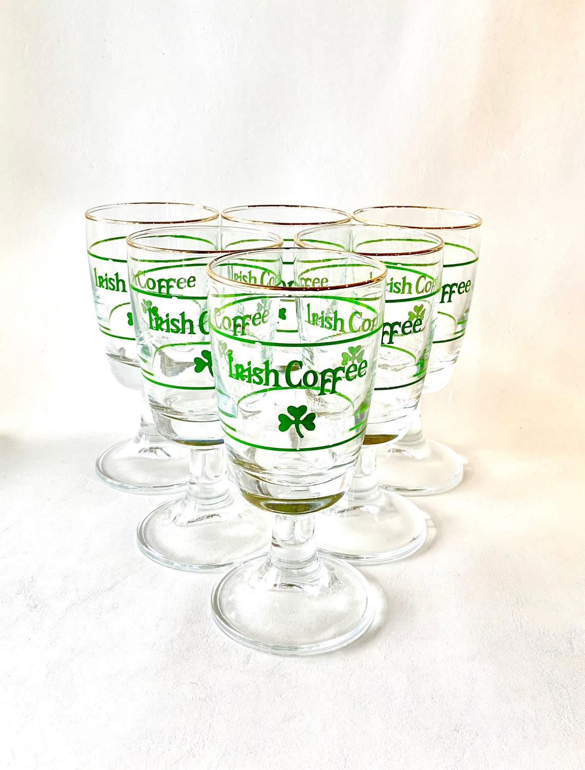 Vintage Irish Coffee Shamrock Glasses Set Etsy