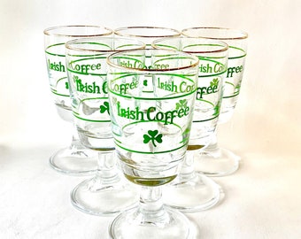 Vintage Irish Coffee Shamrock Glasses Set