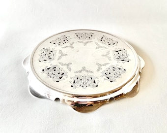 Vintage Reticulated Silver Plated Trivet Coaster