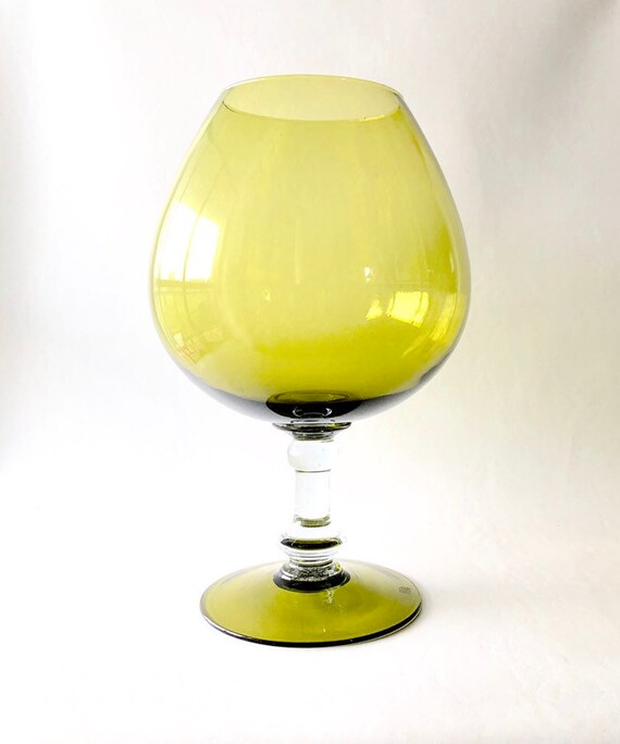 Giant Vintage Green Glass Vase Decor Etsy