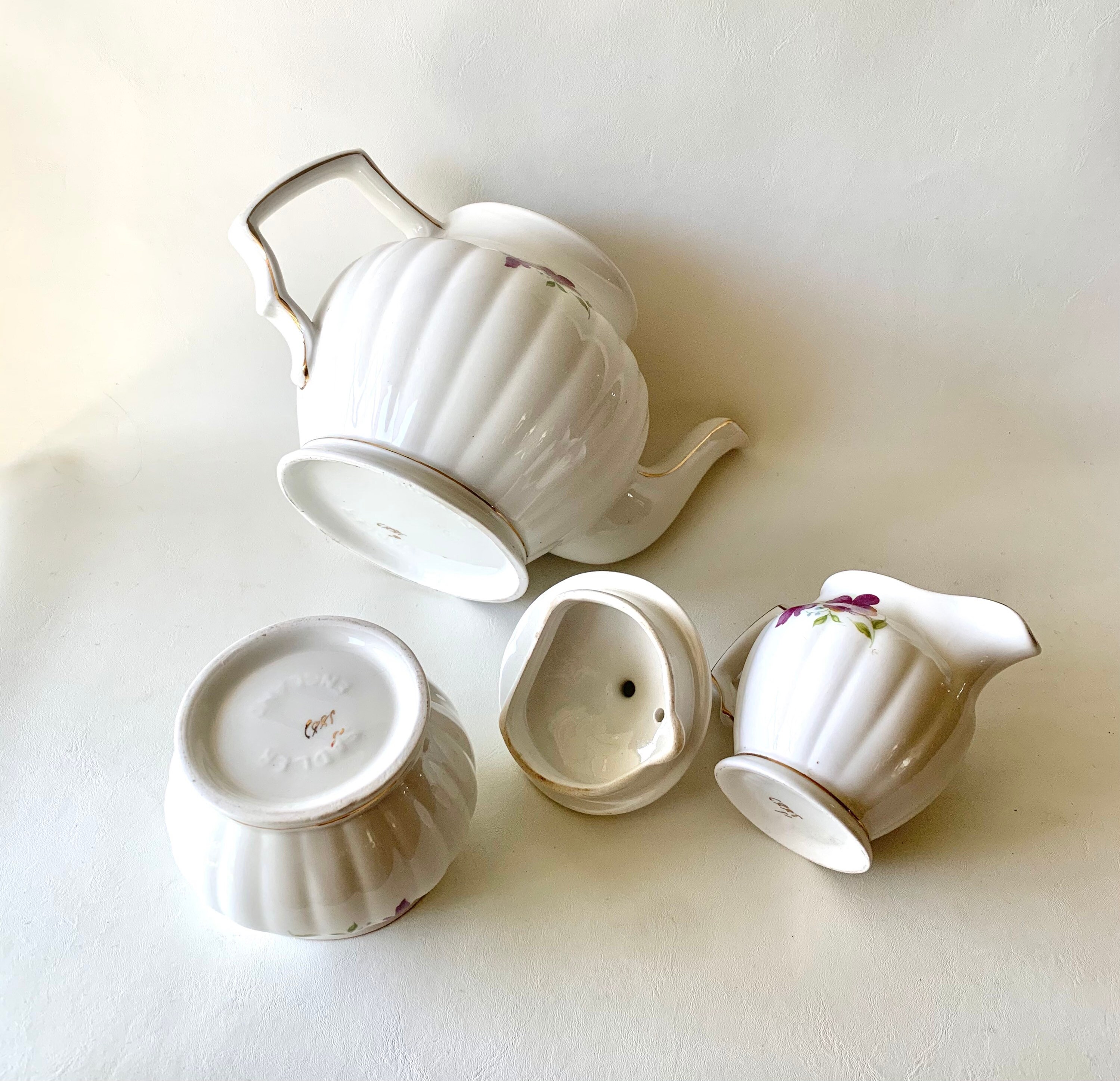 Vintage Sadler Purple Violet Teapot CreamSugar Set Etsy