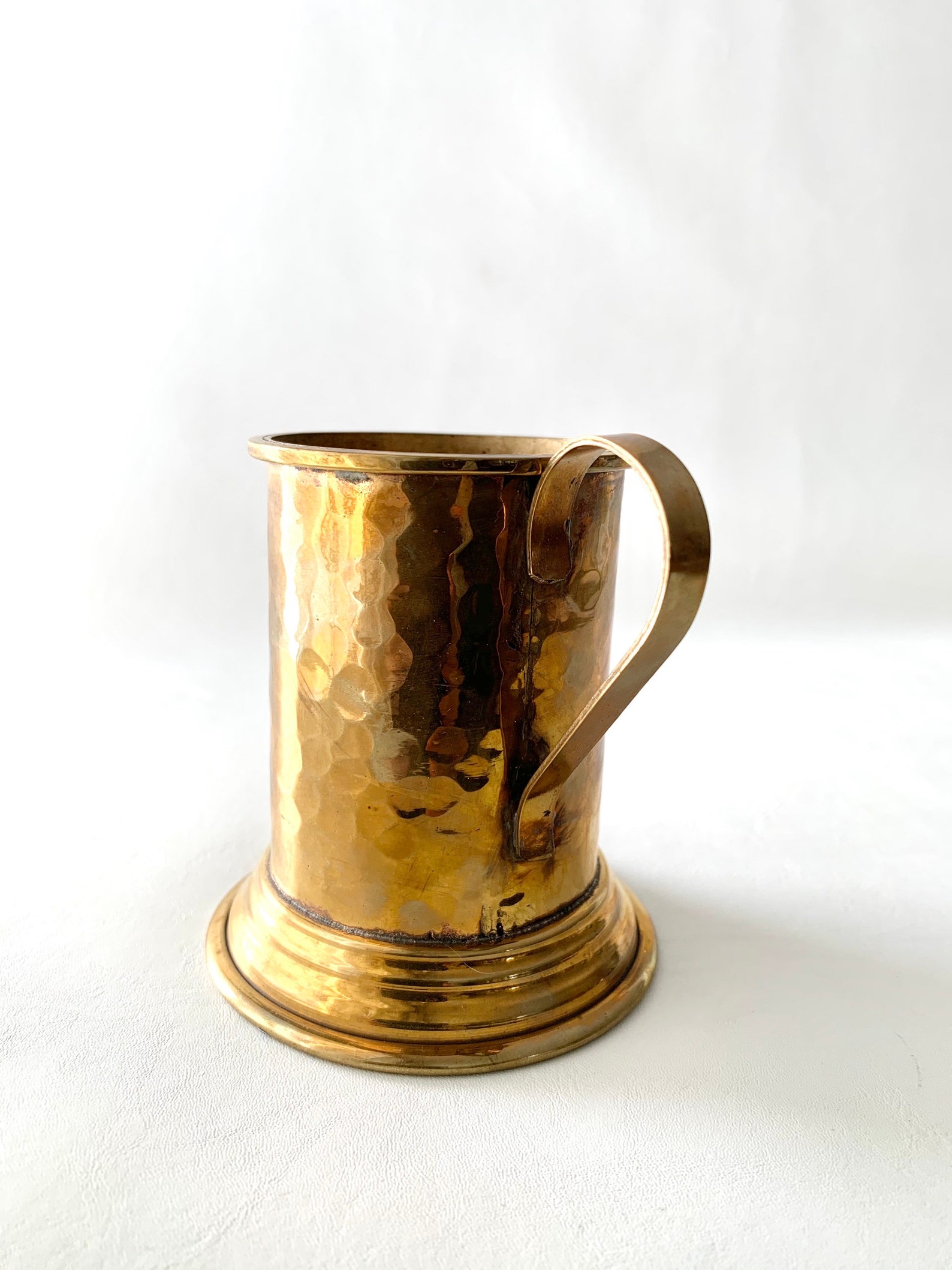 Vintage Hammered Brass Mug Stein Small Etsy