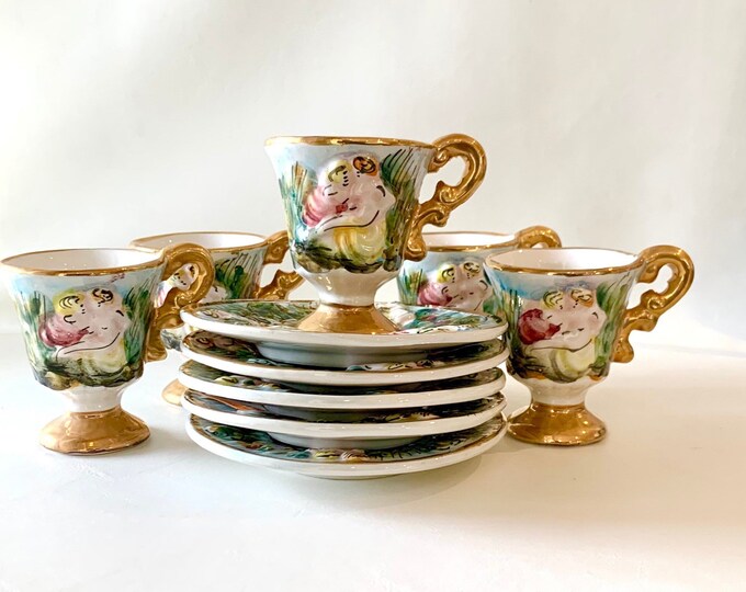 Vintage Capodimonte Espresso & Saucer Sets X 10 Pc Etsy