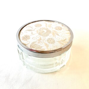 Vintage Vanity Jar w Fabric Lid
