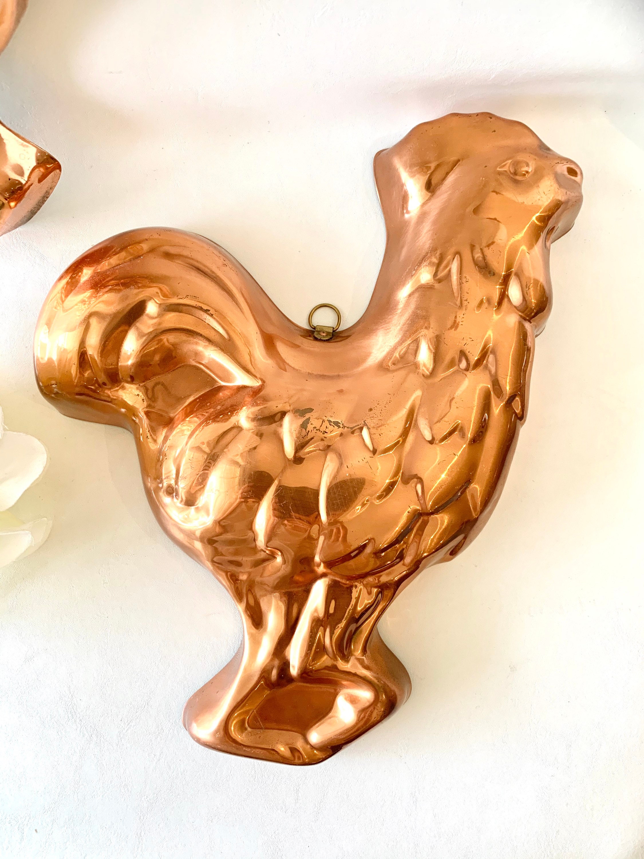 2x Vintage Copper Rooster Wall Decor set Etsy