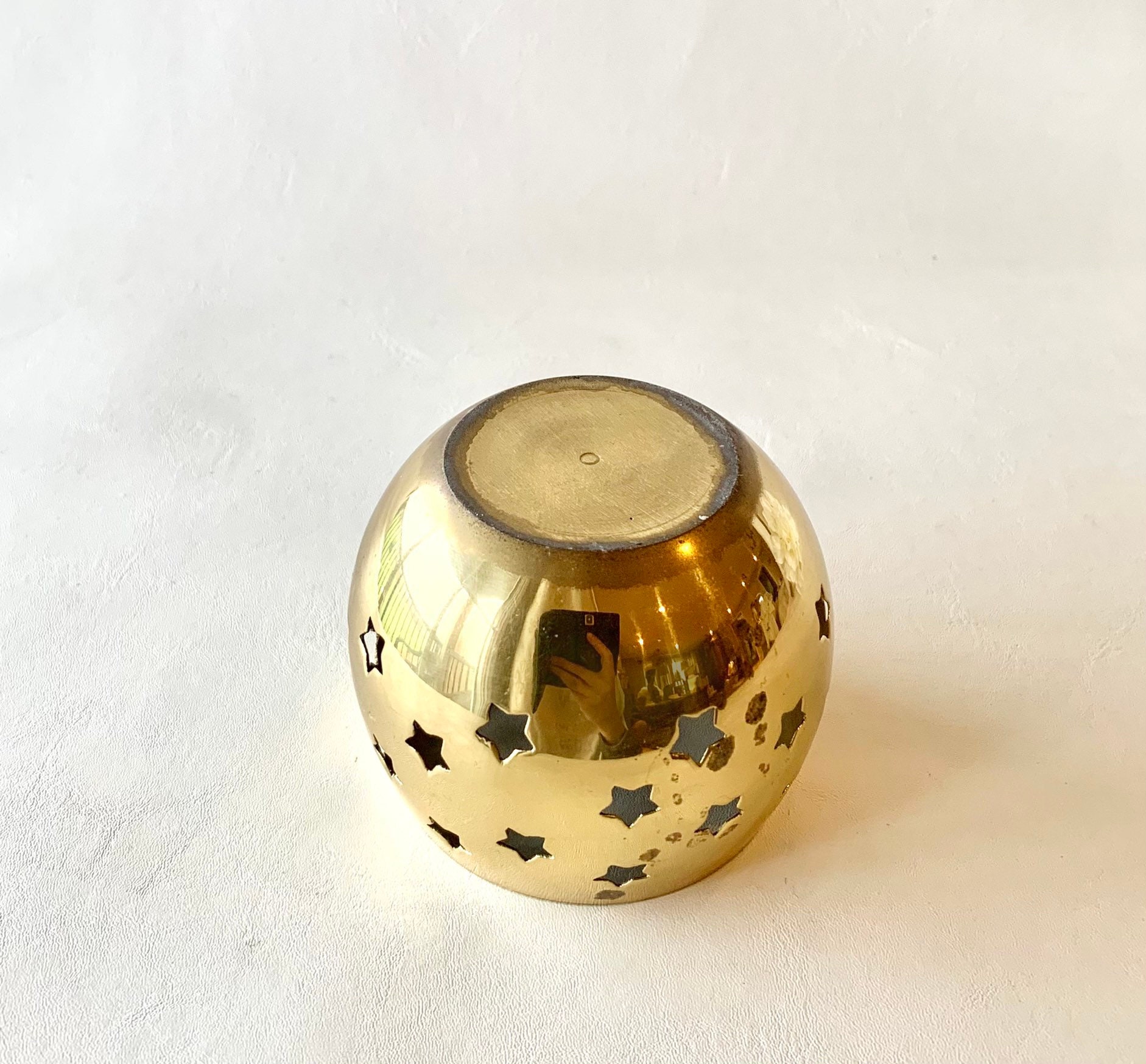 Vintage Brass Star Cutout Candle Holder Etsy