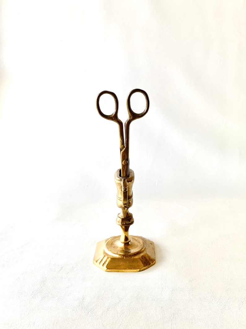 Brass Scissor Candle Snuffer w Stand image 2