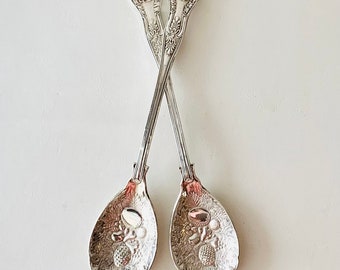 Vintage Silver Plated Pressed Metal Serving Spoons