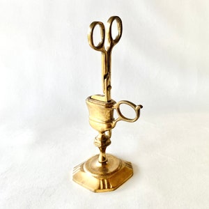 Brass Scissor Candle Snuffer w Stand image 1