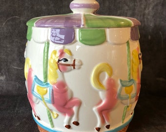 Vintage horse carousel cookie jar ESD Japan