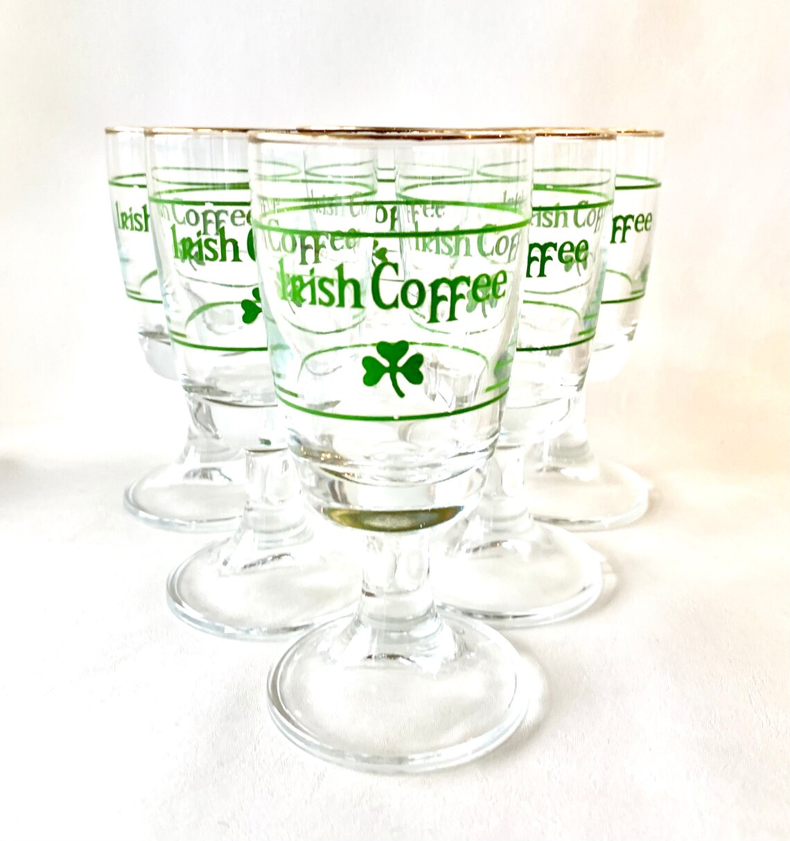 Vintage Irish Coffee Shamrock Glasses Set Etsy